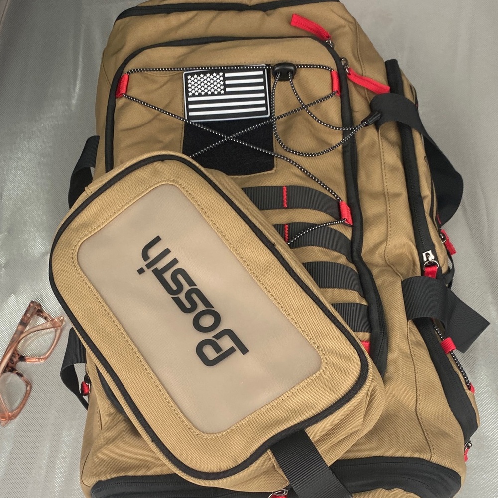 Tan and Black Men's Backpack
